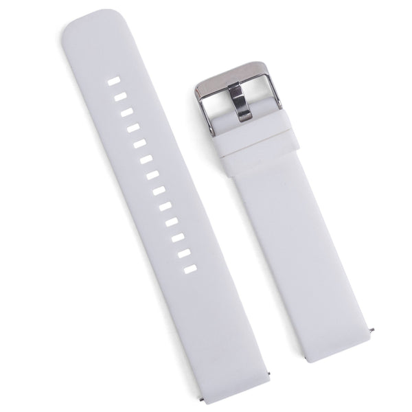 Silicone White Strap - Silver Buckle