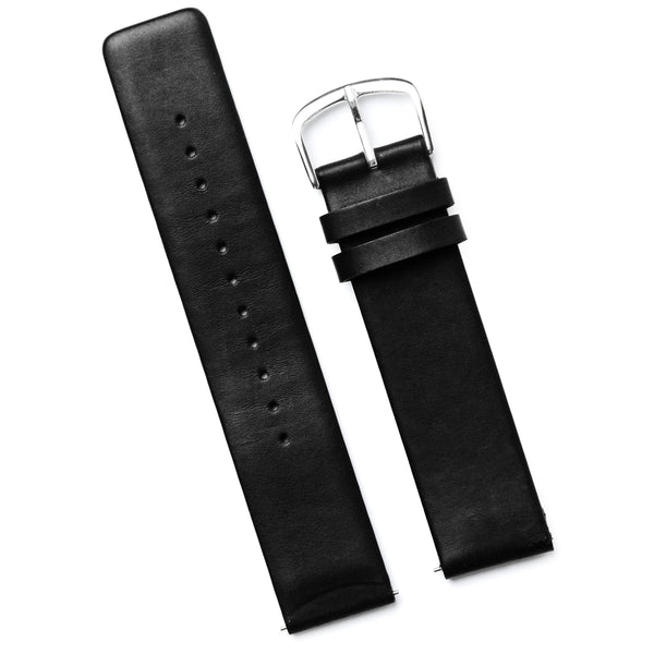 Vegan Leather Black Strap - Silver Buckle
