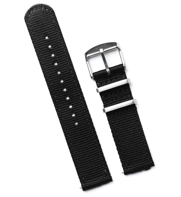 Nylon Black Strap - Silver Buckle
