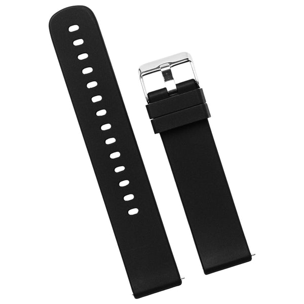 Silicone Black Strap - Silver Buckle