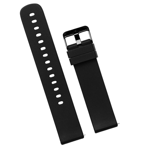 Silicone Black Strap - Black Buckle